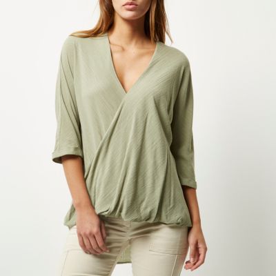 Light green wrap blouse